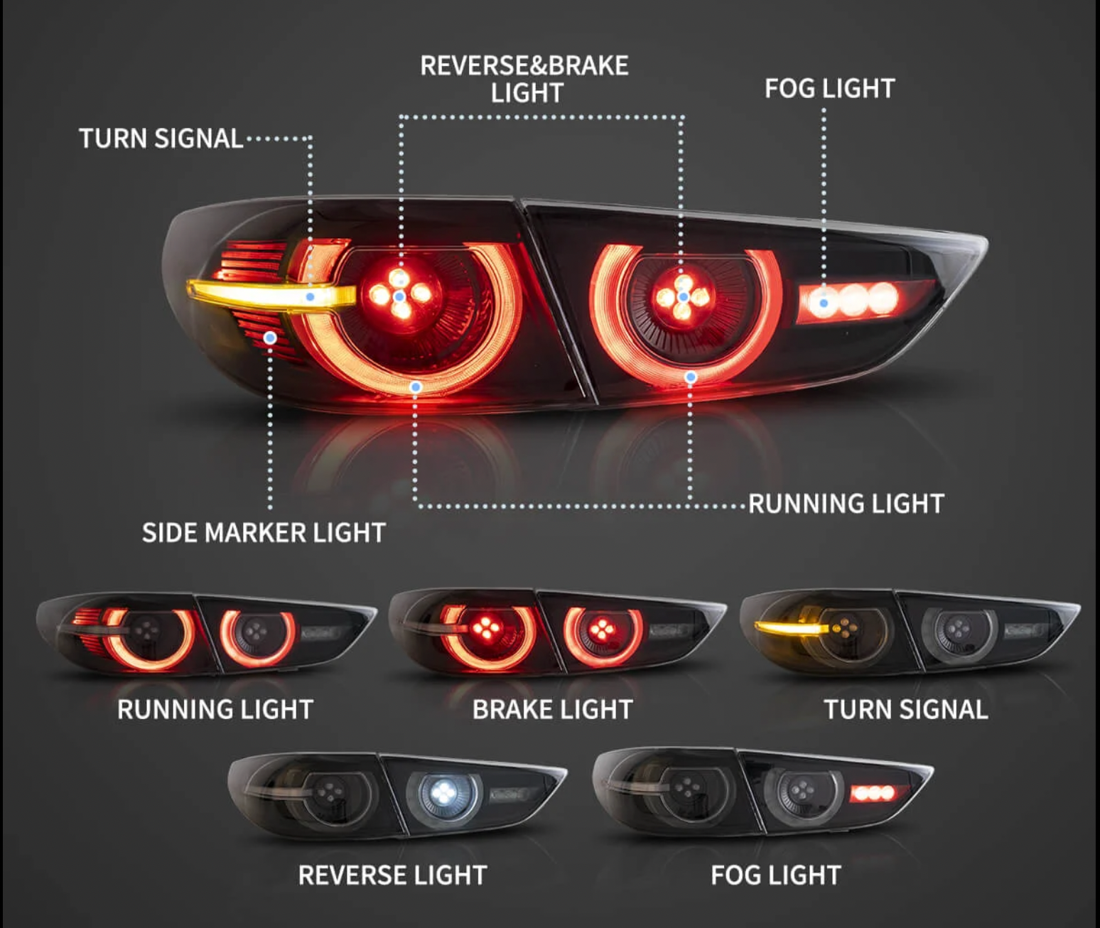 4th gen Mazda 3 sedan aftermarket Tail Lights