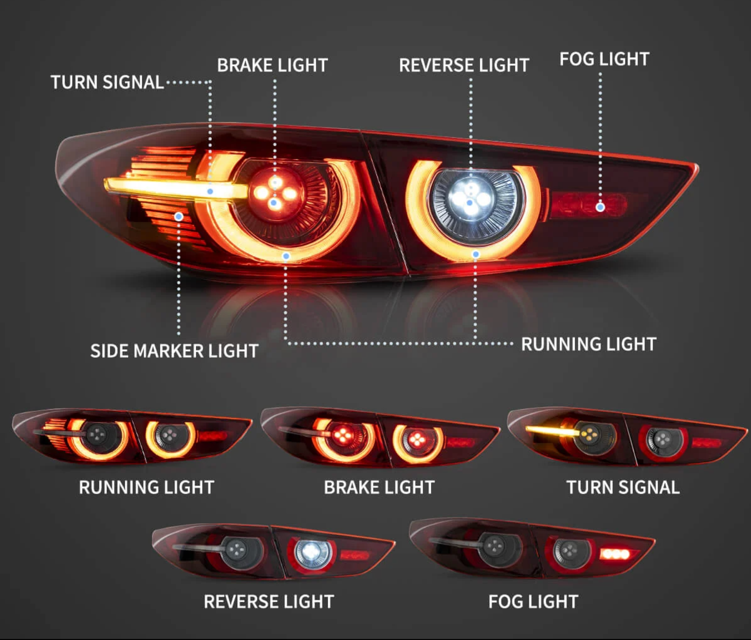 4th gen Mazda 3 sedan aftermarket Tail Lights